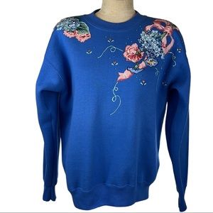 Vintage Lee Sturdy Sweats Heavyweight Floral Crew Neck Grannycore, cottagecore